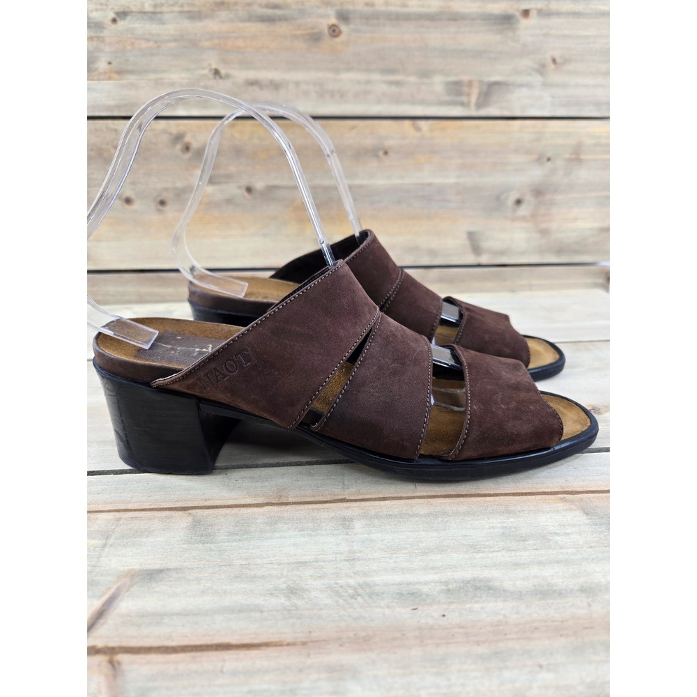 Naot Womens Brown Suede Slide Sandals Block Heel Mules Size 41 US 10-10.5